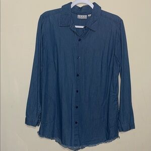 Joan Rivers Classic Blue Button Down Shirt